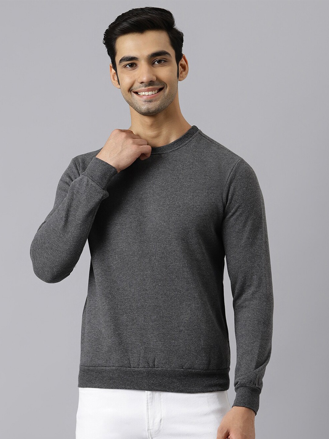 

BESIMPLE Men Solid Sweatshirt, Grey