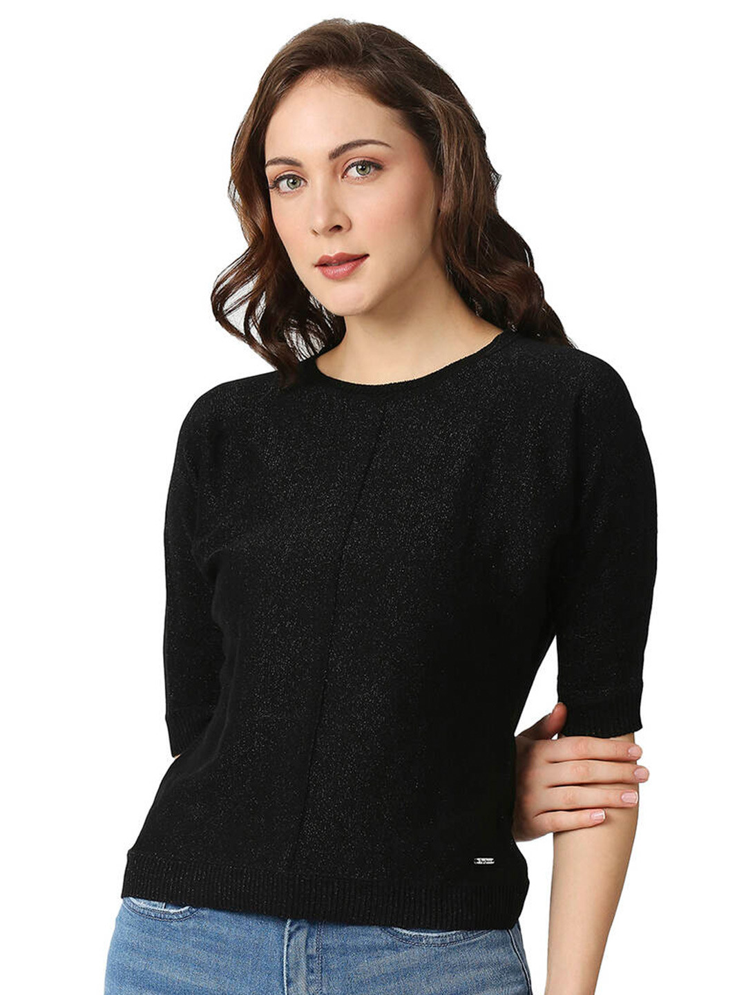 

Pepe Jeans Black Shiny Lurex Flat Knit Top