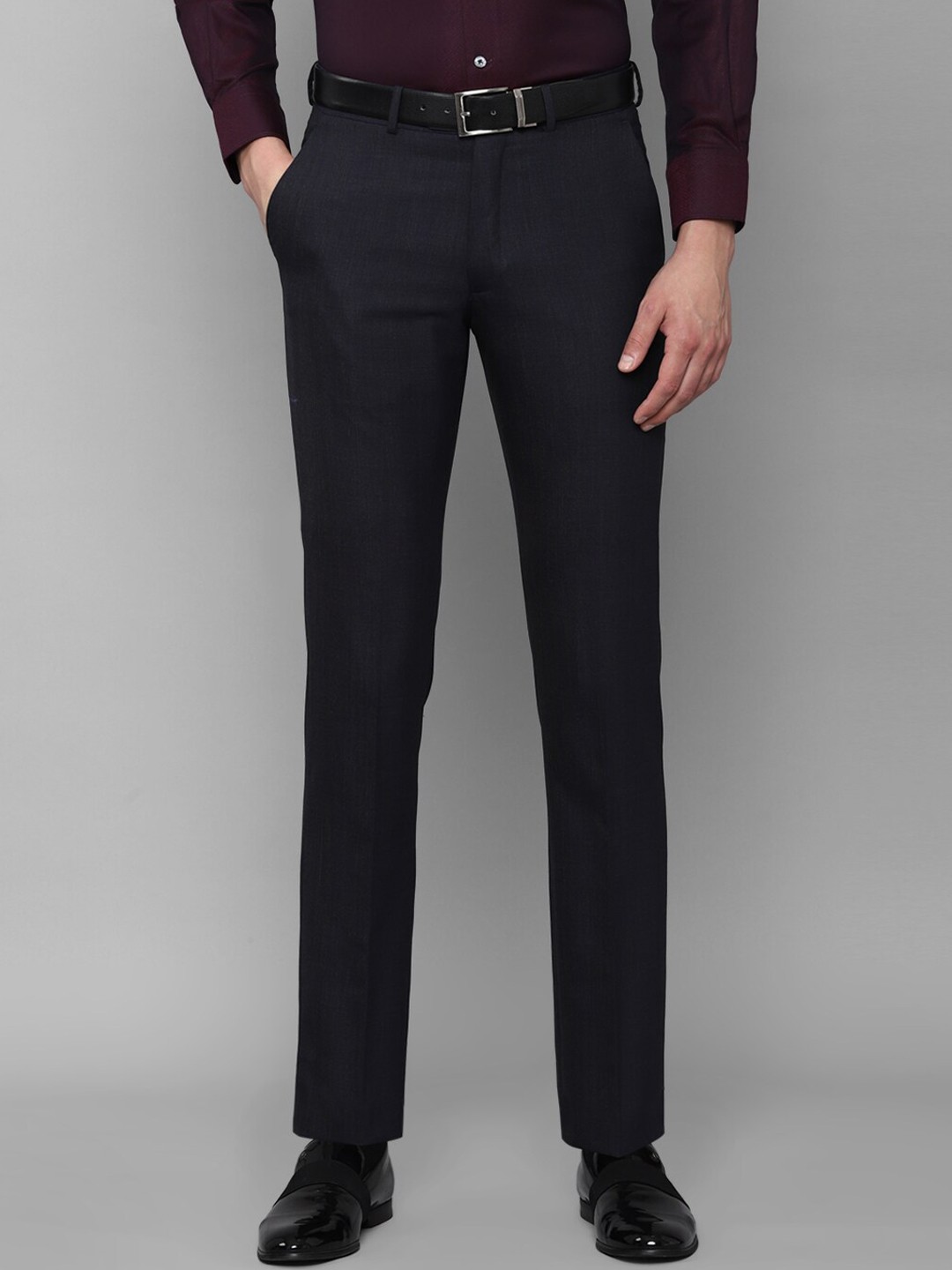 

Luxure by Louis Philippe Men Navy Blue Slim Fit Trousers