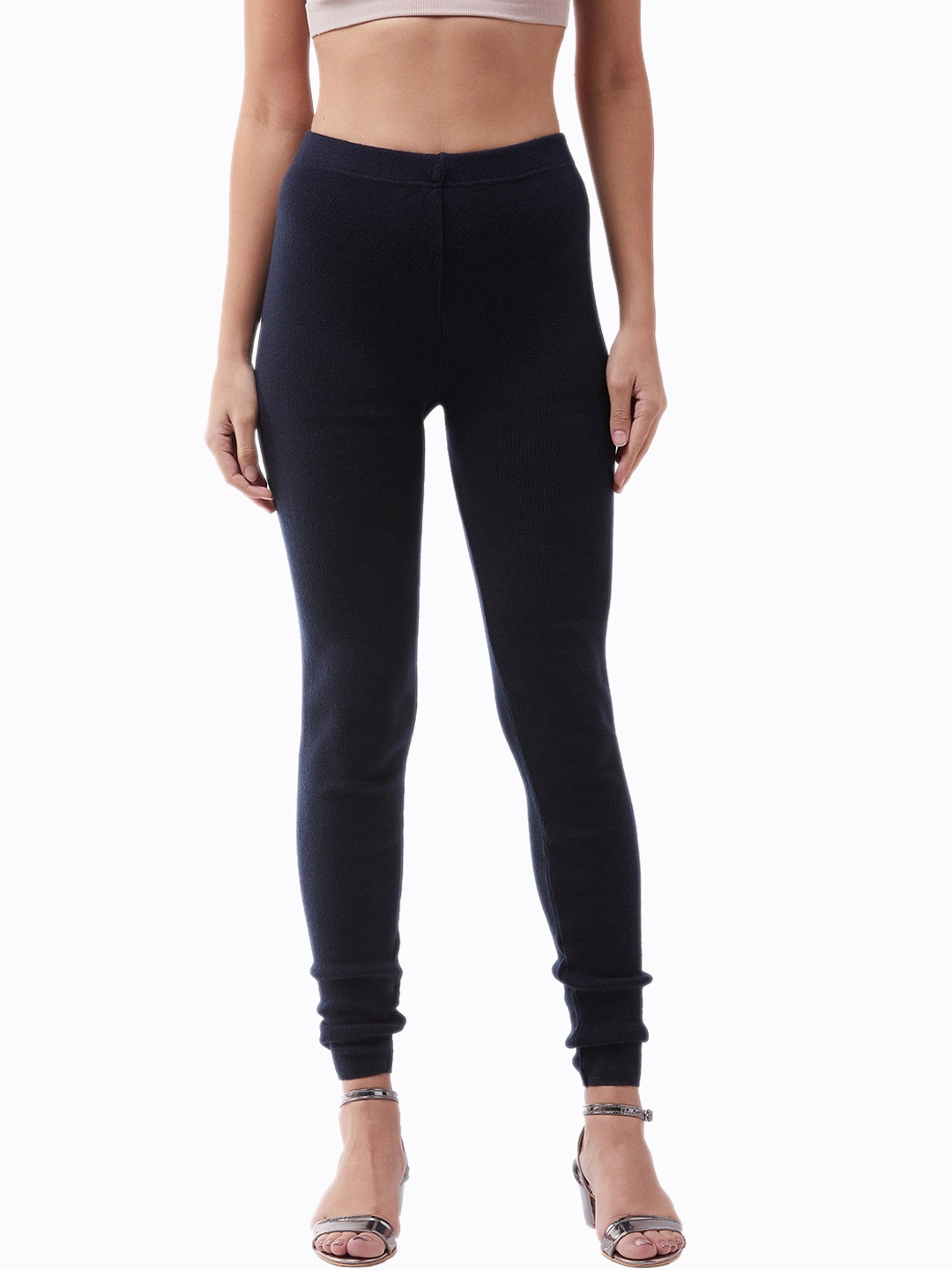 

RVK Women Solid Slim fit Churidar Length leggings, Blue