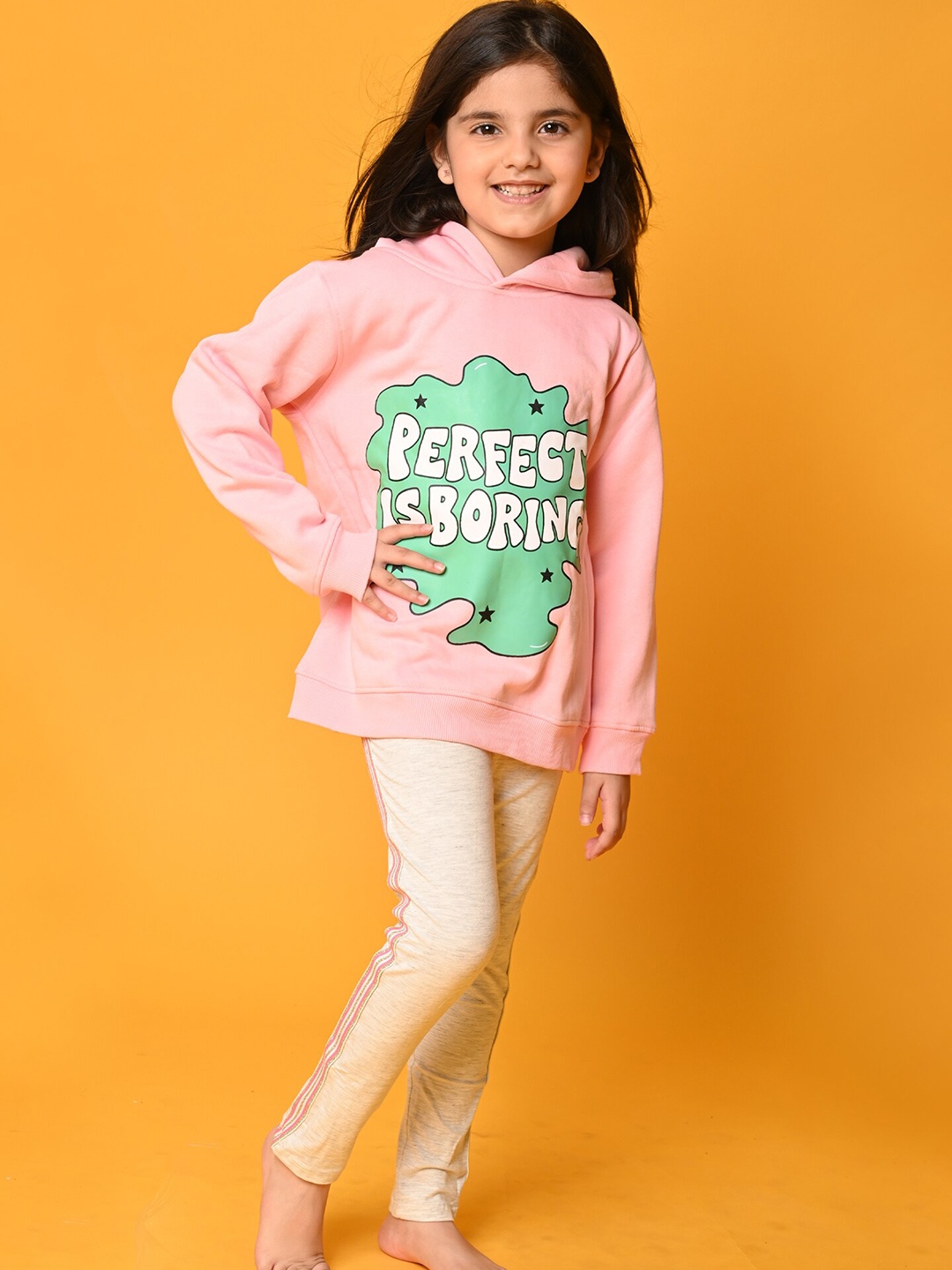 

Anthrilo Girls Pink & Grey Perfect Is Boring Hoodie Leggings Set