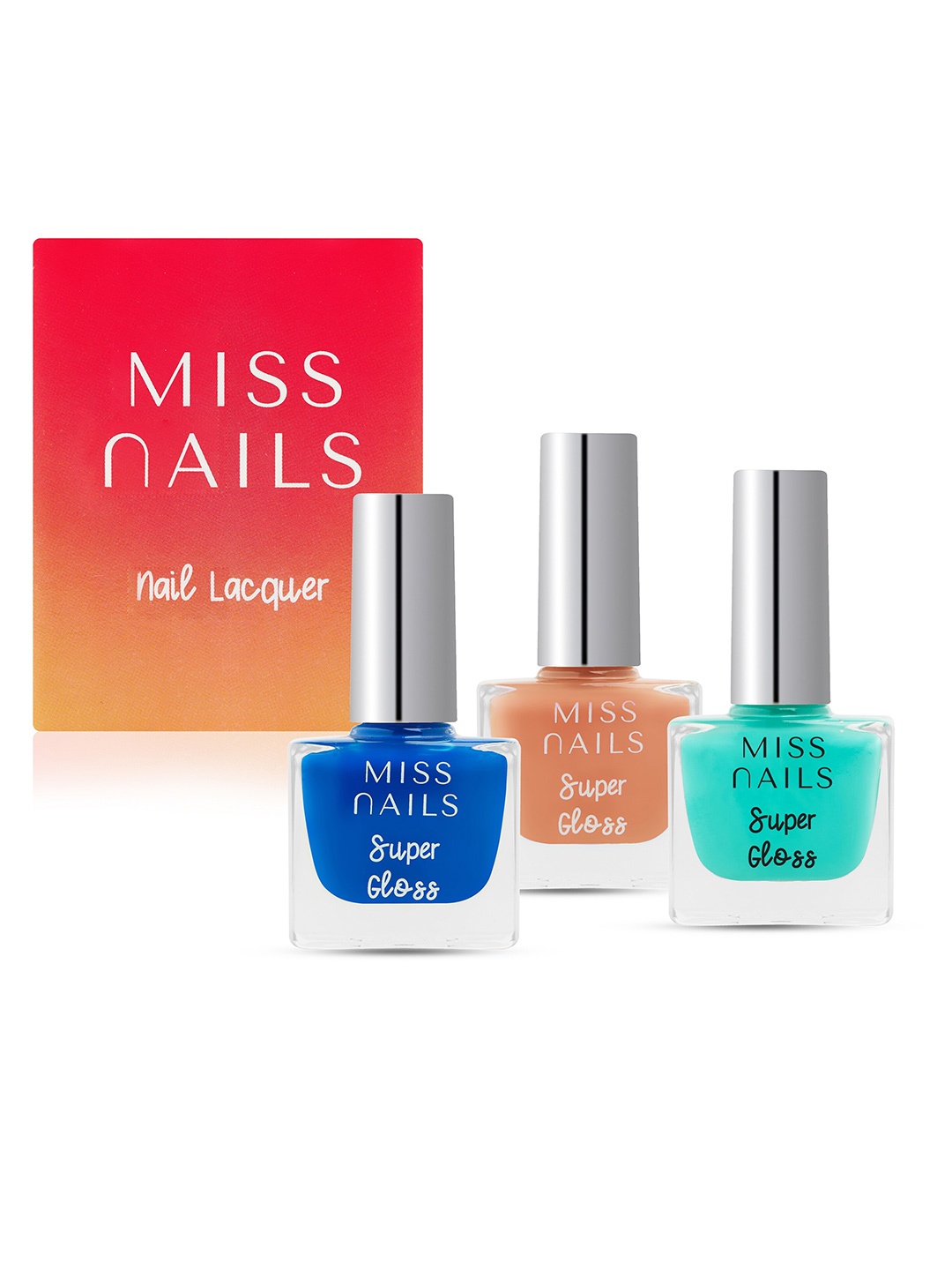 

MISS NAILS Set Of 3 Toxic Free Super Gloss Nail Polish 30ml, Blue