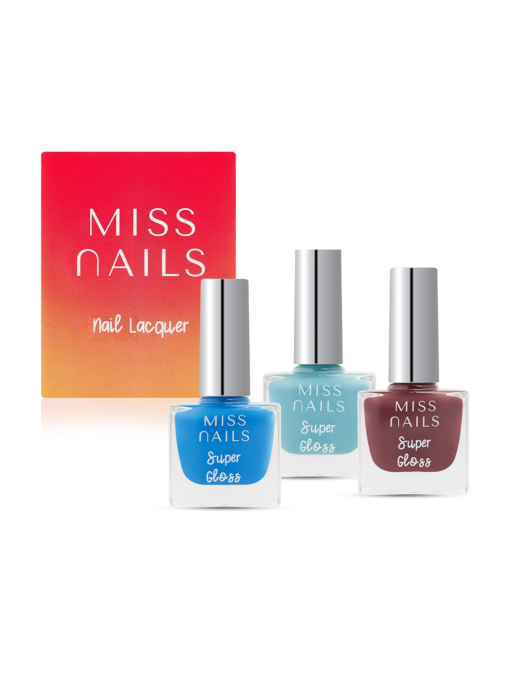 

MISS NAILS Set Of 3 Toxic Free Super Gloss Nail Polish, Blue