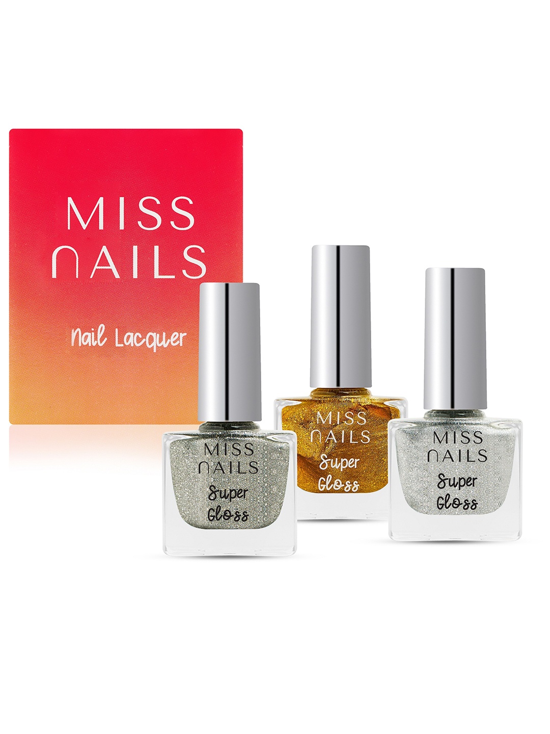 

MISS NAILS Set Of 3 Toxic Free Super Gloss Nail Polish, Multi