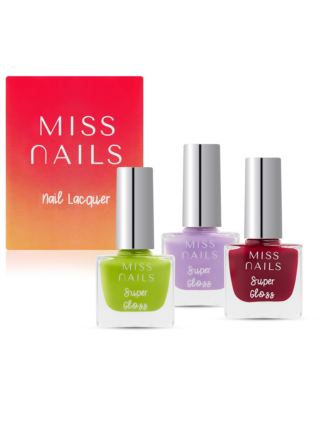 

MISS NAILS Set Of 3 Toxic Free Super Gloss Nail Polish, Multi