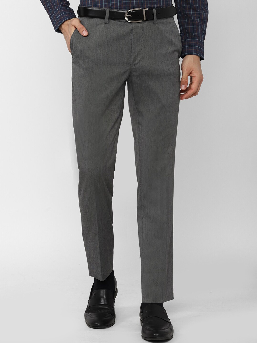 

Peter England Elite Men Grey Slim Fit Trousers