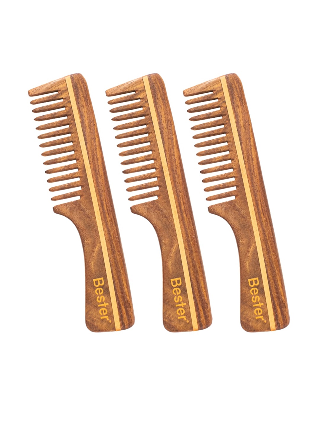 

Bester Set Of 3 Sheesham Wood Comb, Brown
