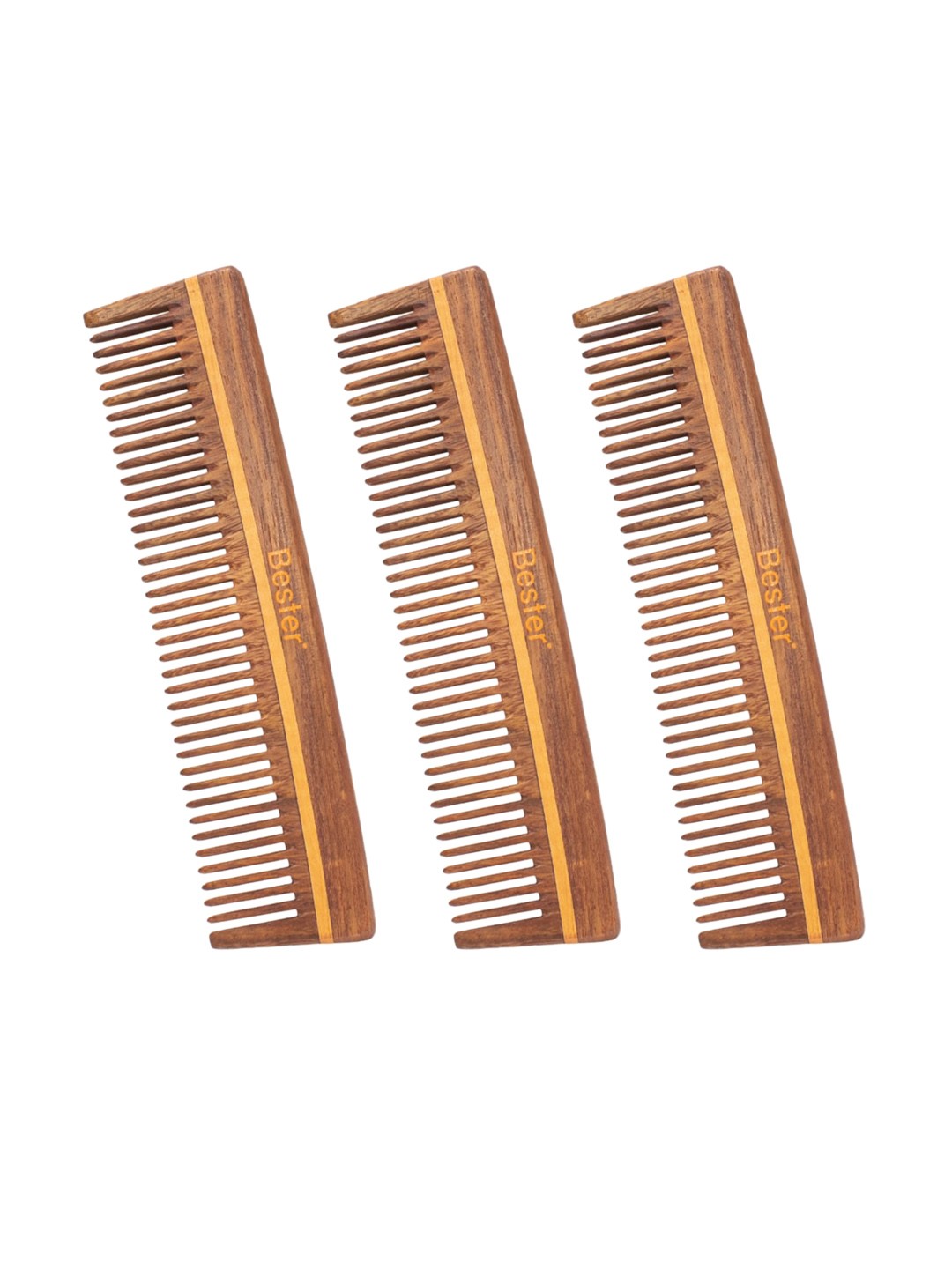

Bester Set Of 3 Sheesham Wood Comb, Brown
