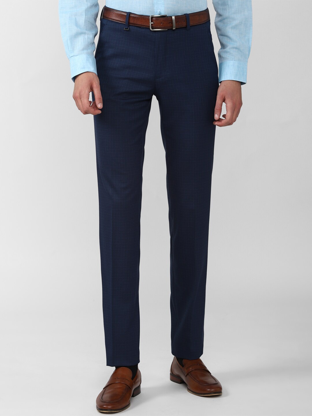 

Van Heusen Men Navy Blue Mid Rise Slim Fit Formal Trouser