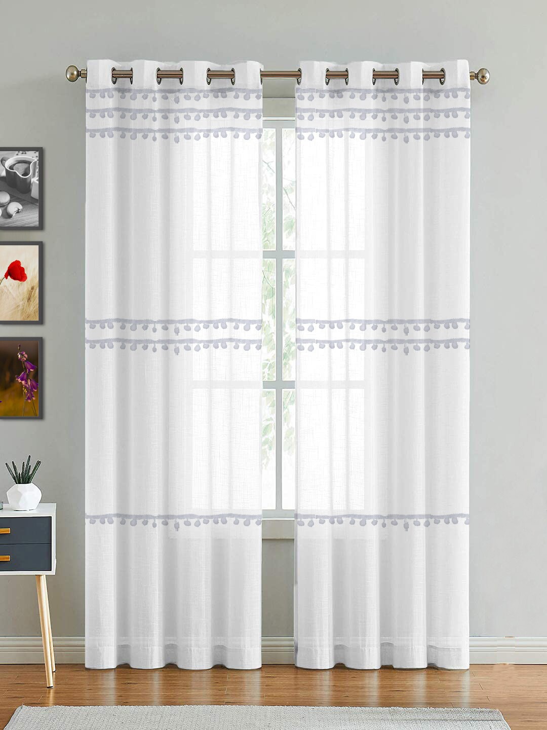 

HOMEMONDE Cotton Sheer Window Curtain, White