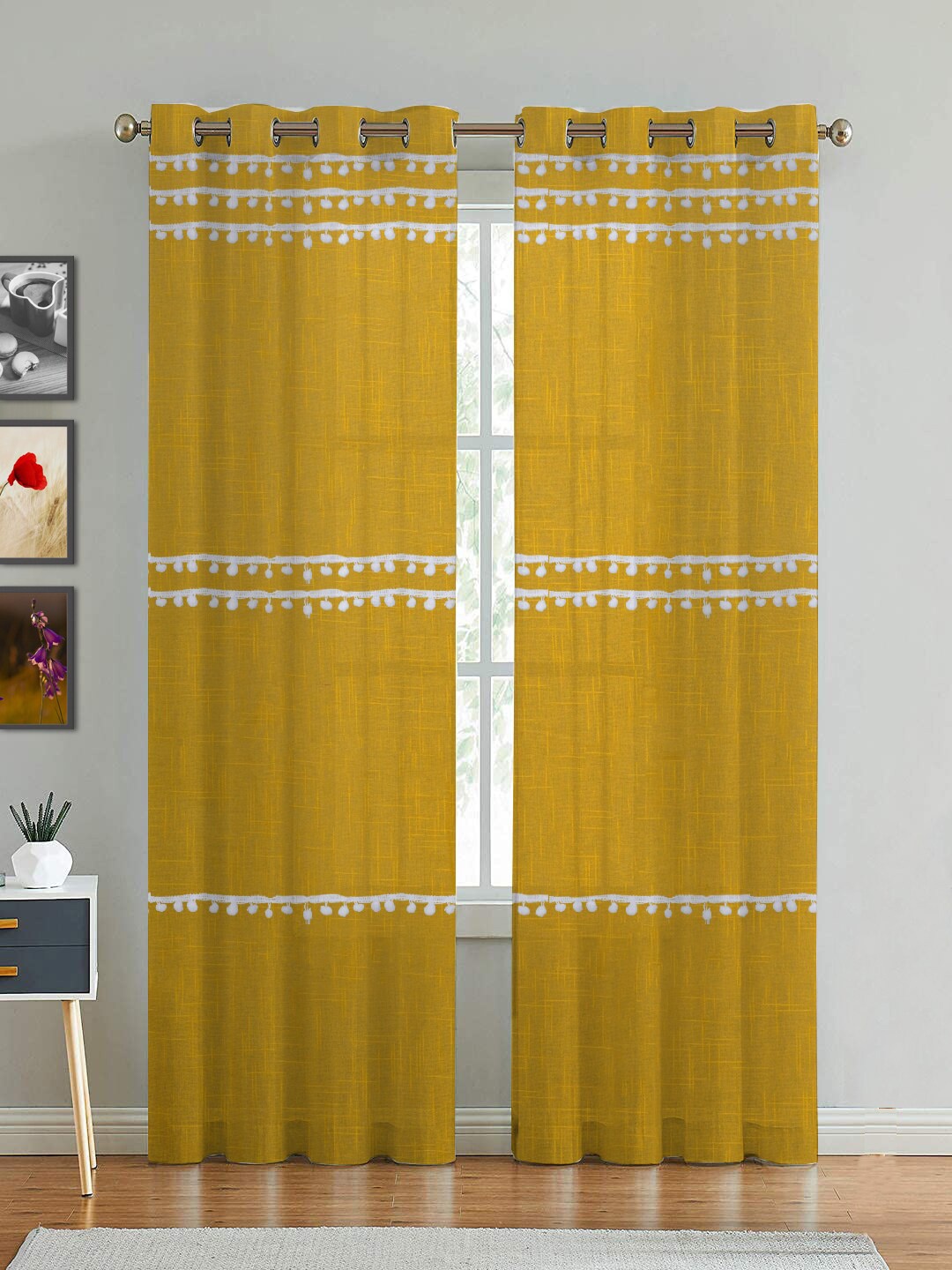 

HOMEMONDE Set of 2 Sheer Door Curtain, Yellow