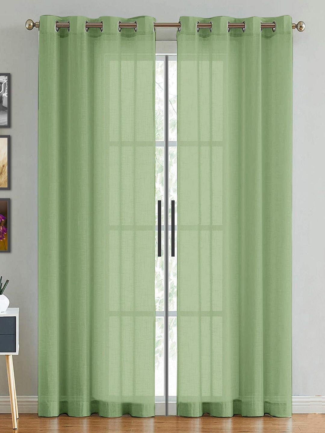 

HOMEMONDE Sheer Door Curtain, Green