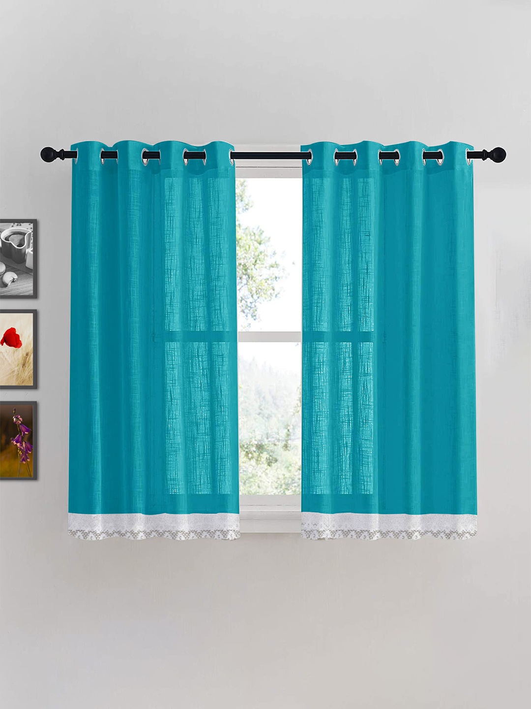 

HOMEMONDE Cotton Sheer Window Curtain, Blue