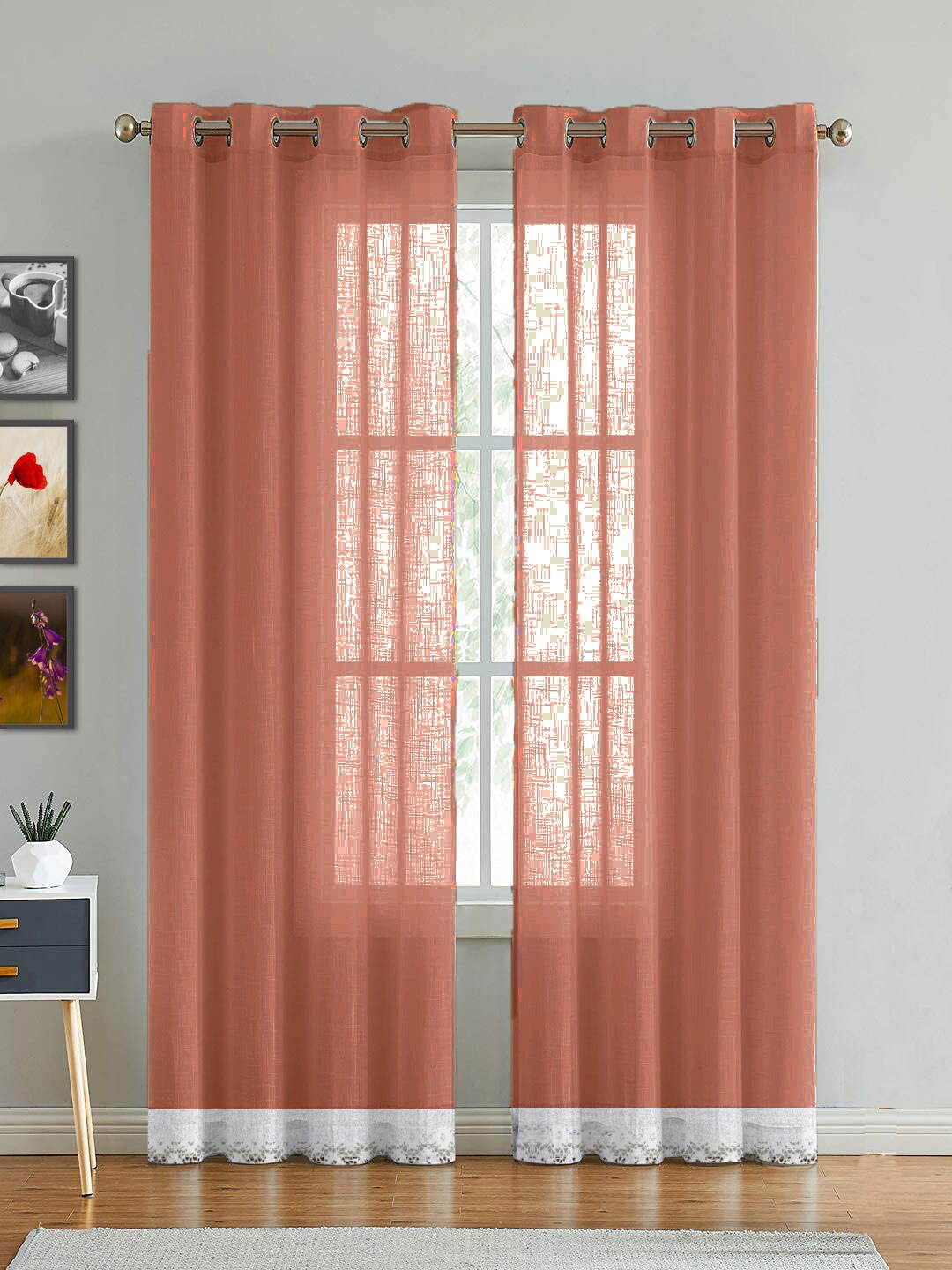 

HOMEMONDE Sheer Cotton Door Curtain, Orange