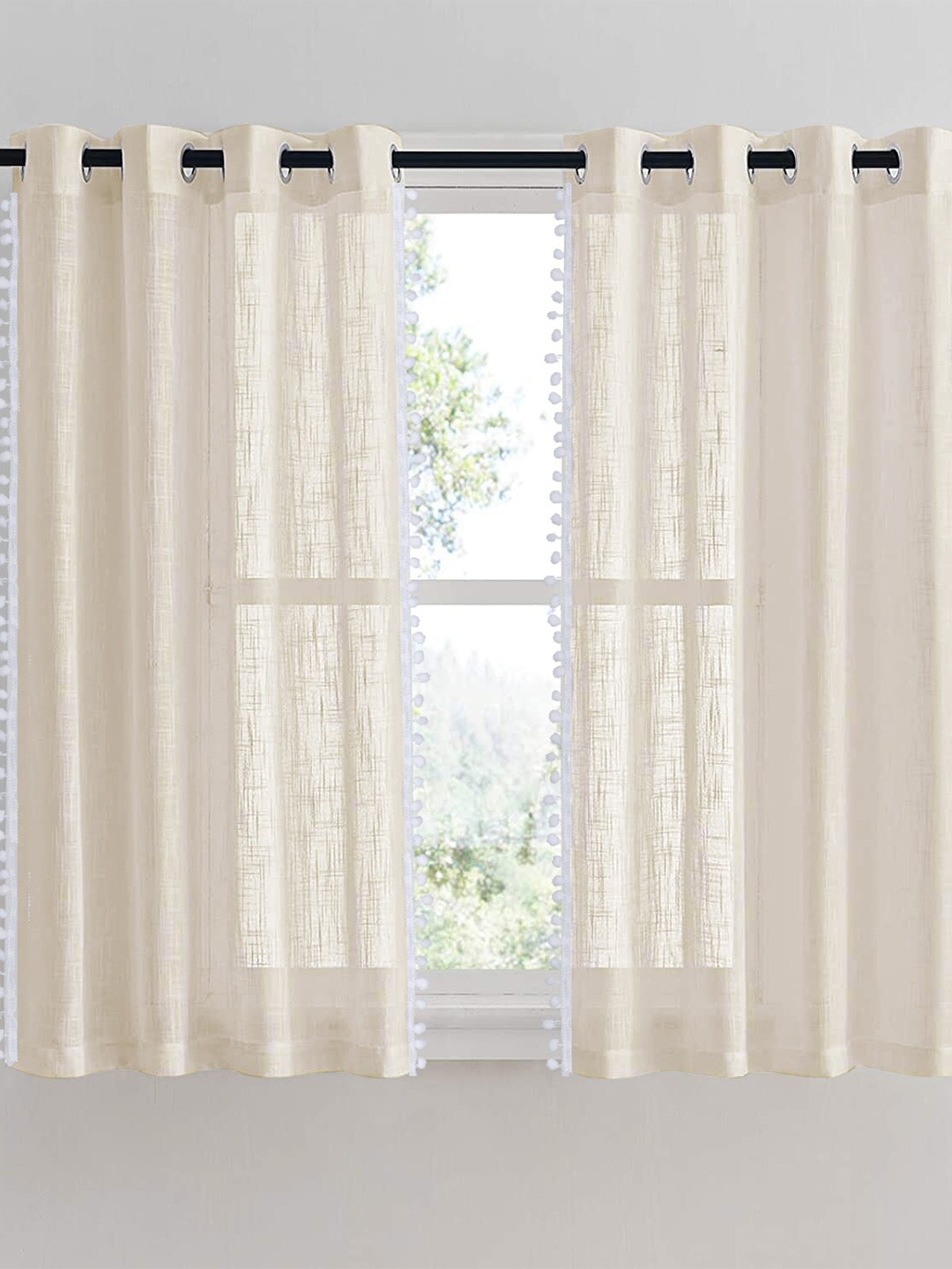 

HOMEMONDE Cotton Sheer Window Curtain, Beige