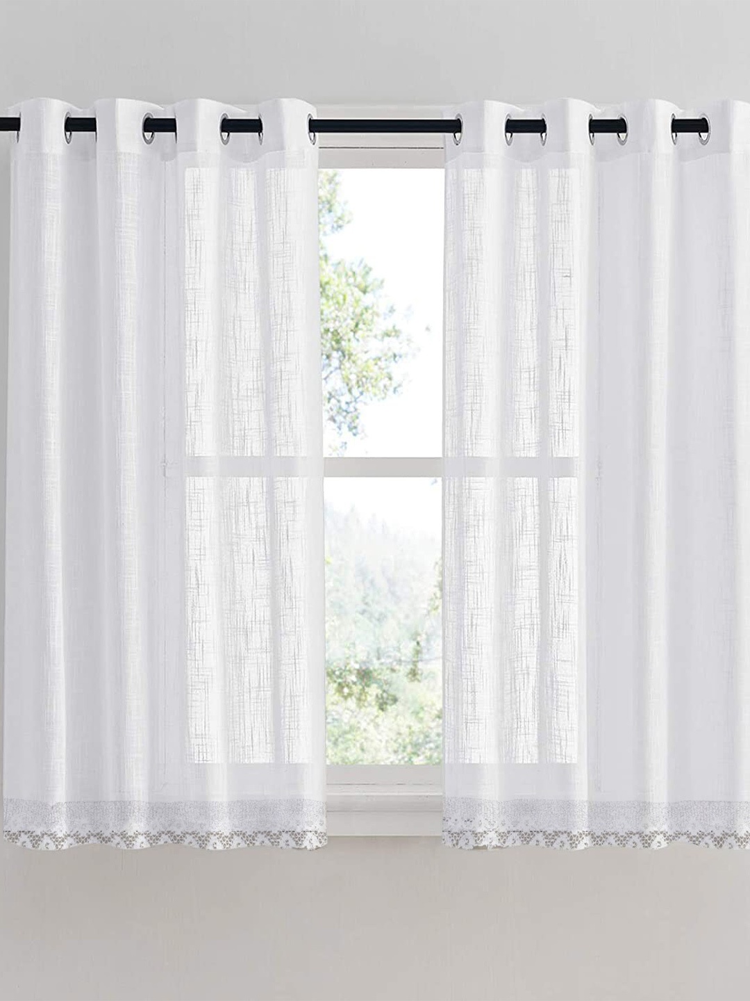 

HOMEMONDE Cotton Sheer Window Curtain, White