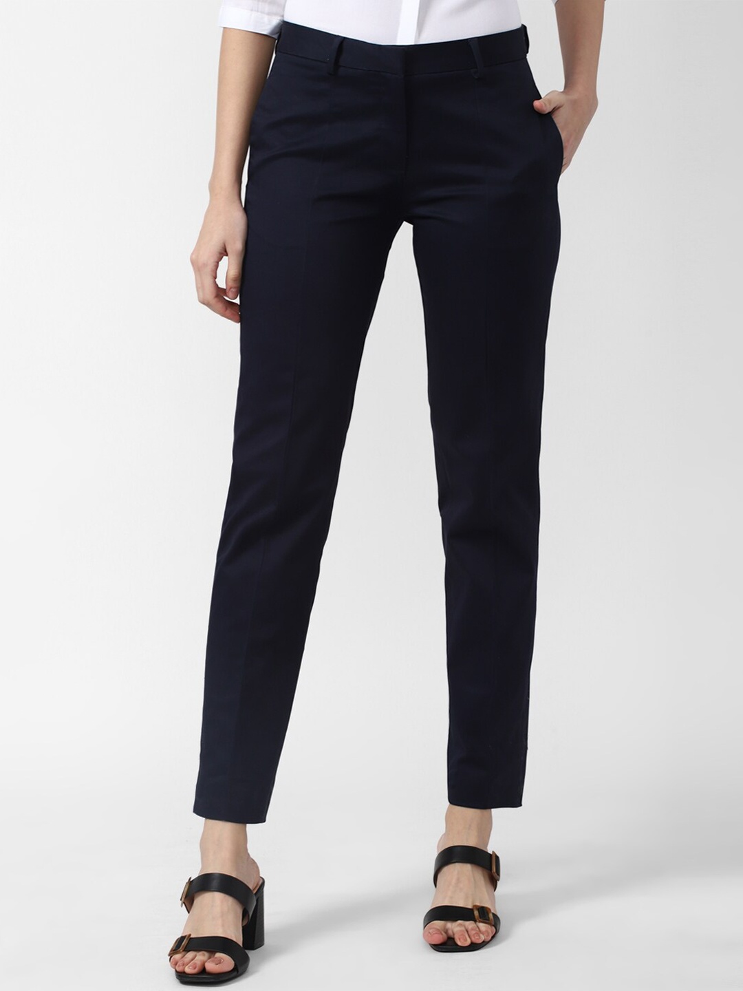 

Van Heusen Woman Solid Trousers, Navy blue