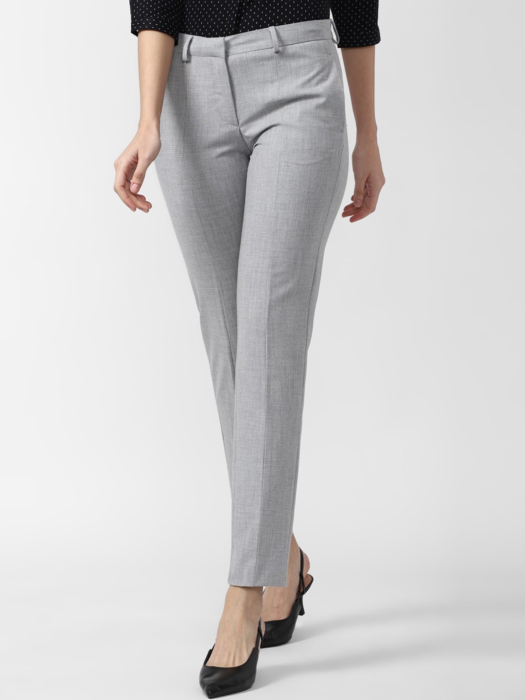 

Van Heusen Woman Solid Grey Trousers