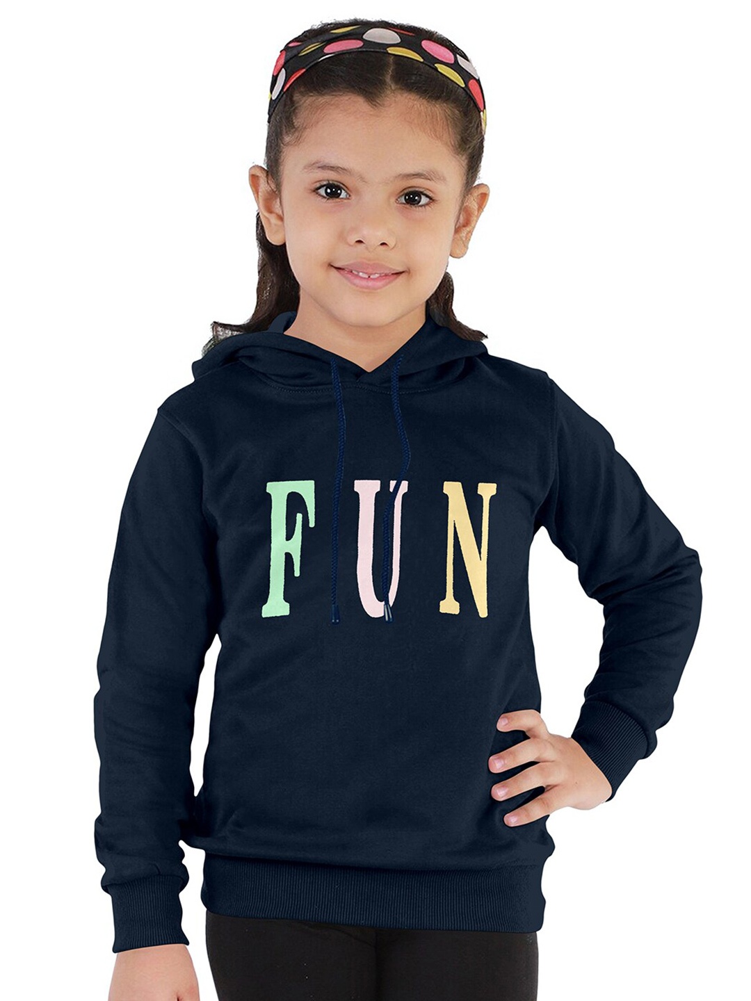 

FUNKRAFTS Girls Blue Printed Hooded Sweatshirt