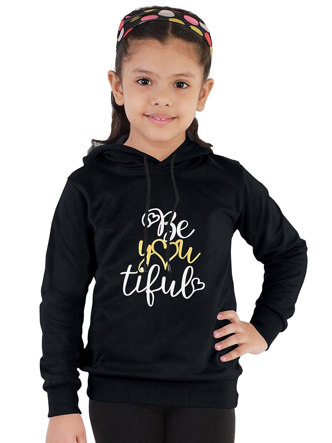 

FUNKRAFTS Girls Printed Hooded Sweatshirt, Black