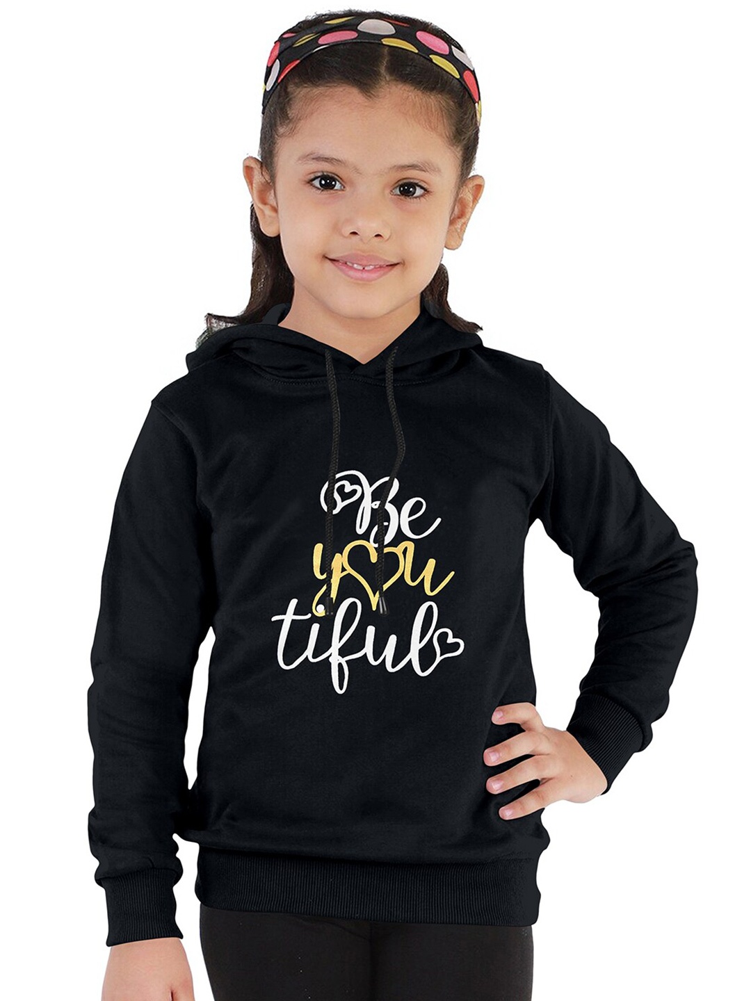 

FUNKRAFTS Girls Printed Hooded Sweatshirt, Black