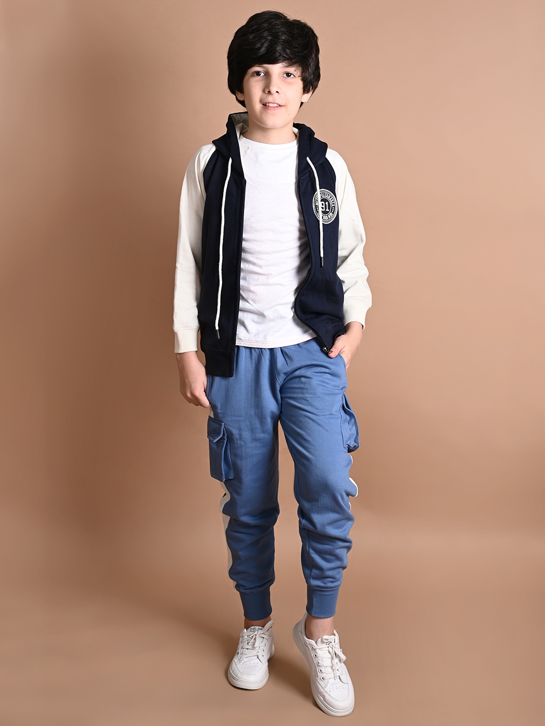 

LilPicks Boys Solid Drawstring Joggers, Blue