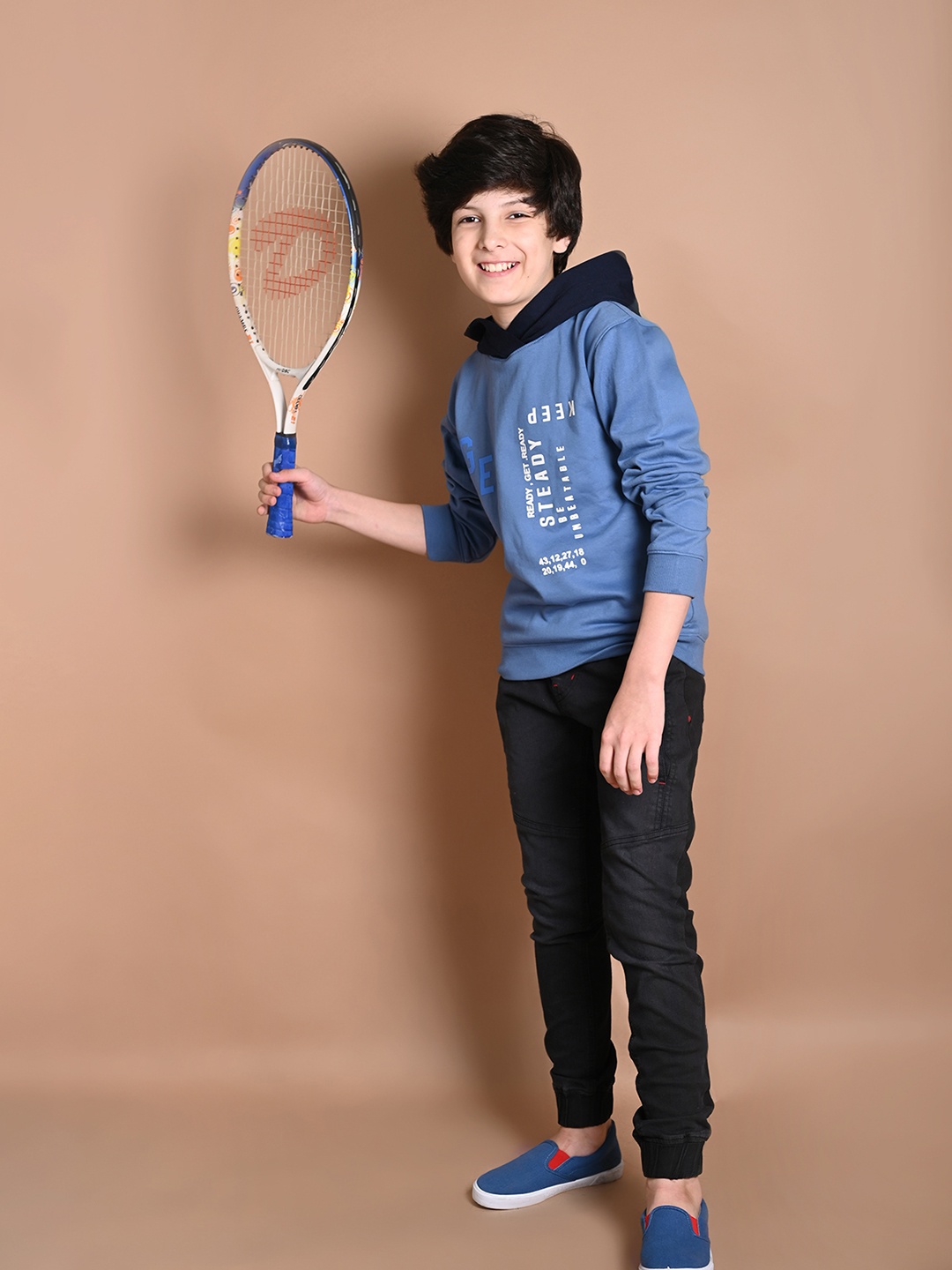 

LilPicks Boys Printed Hooded Sweatshirt, Blue