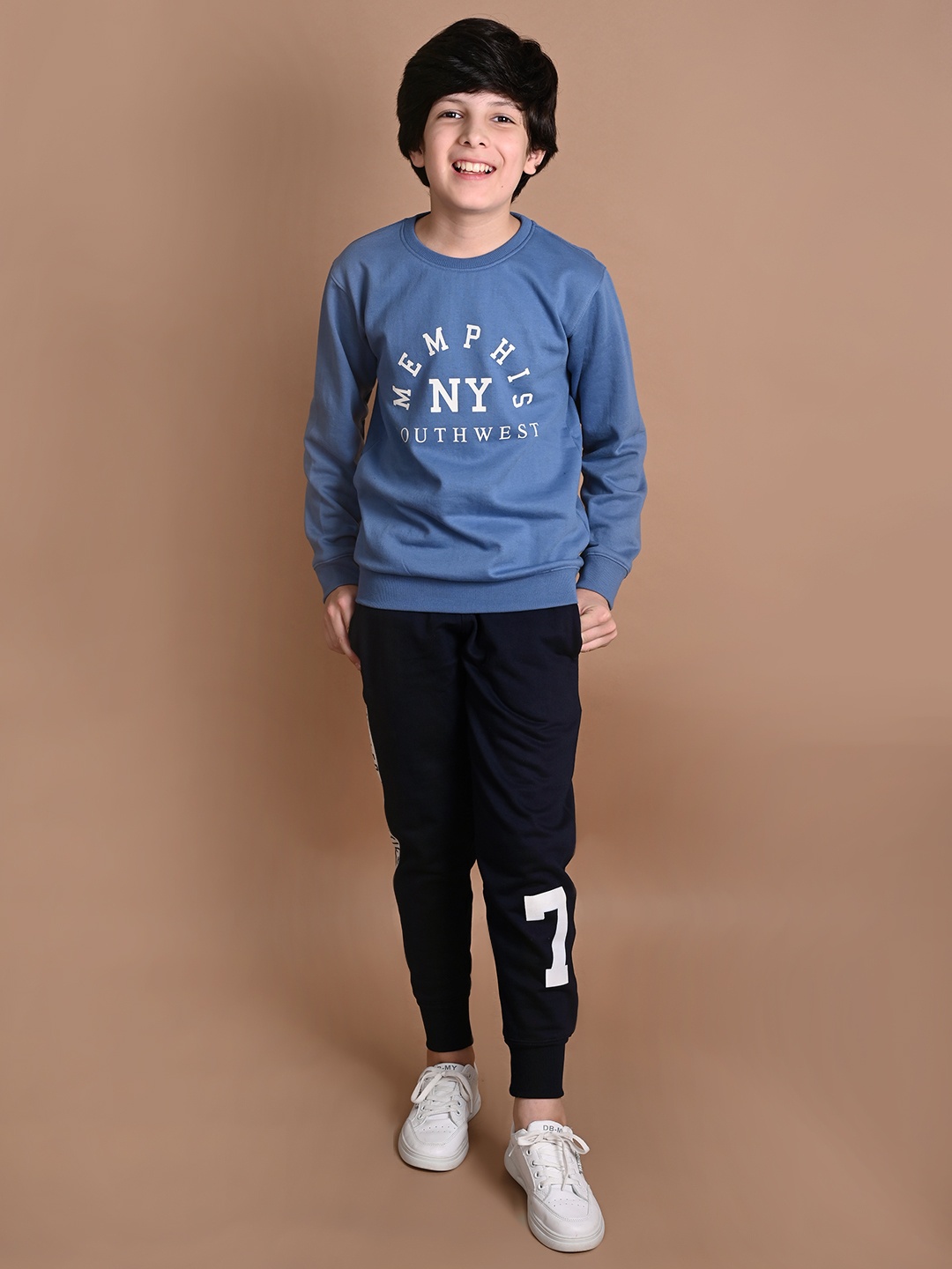 

LilPicks Boys Solid Cotton Joggers, Navy blue