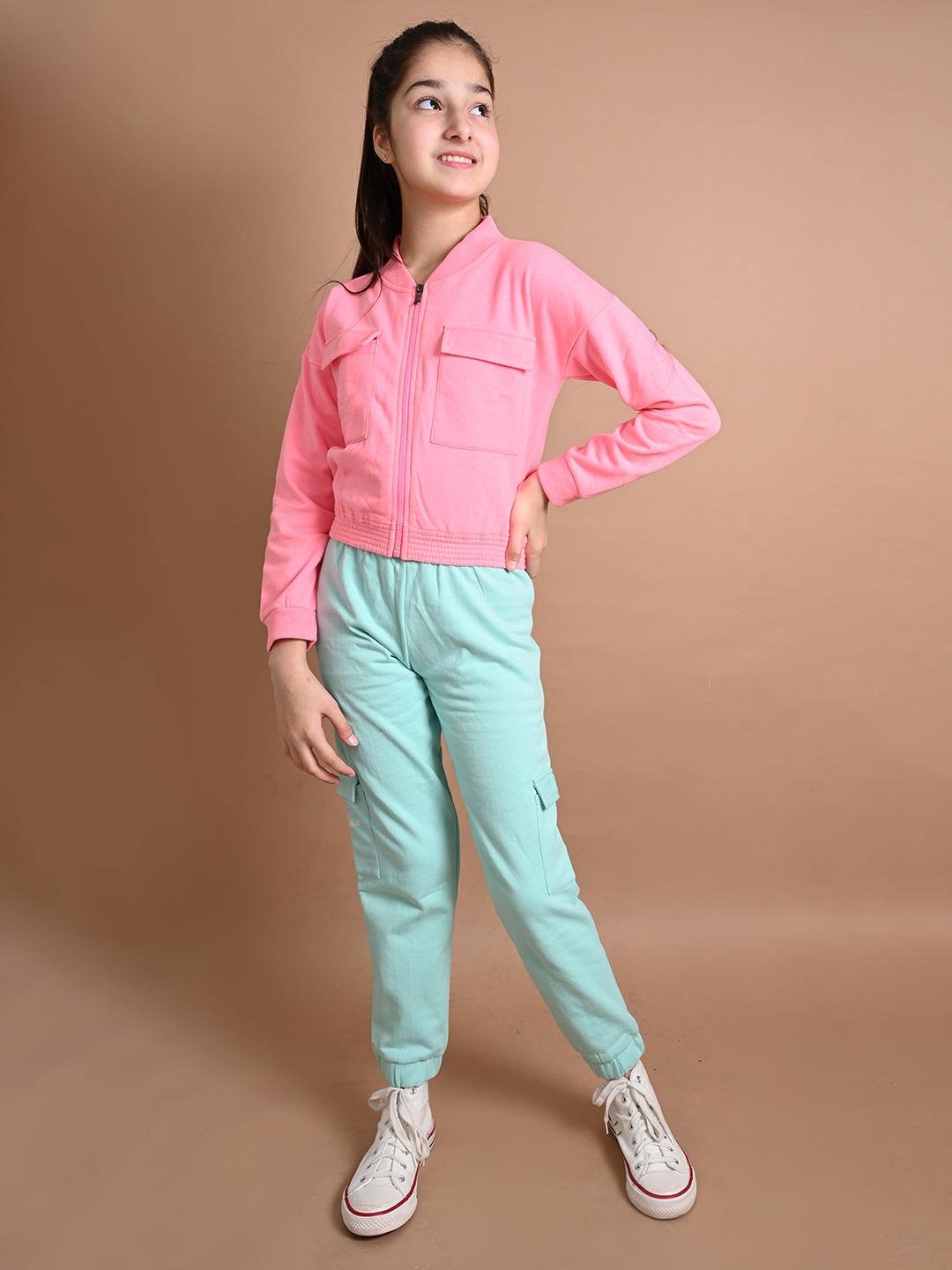 

LilPicks Girls Solid Joggers, Turquoise blue