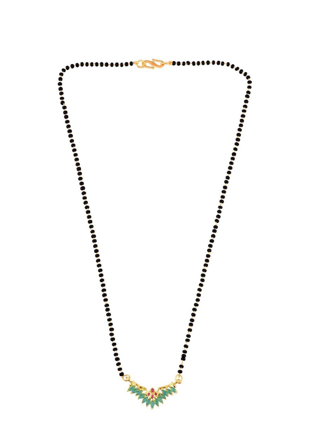 

Efulgenz Gold-Plated Crystal Studded & Beaded Mangalsutra
