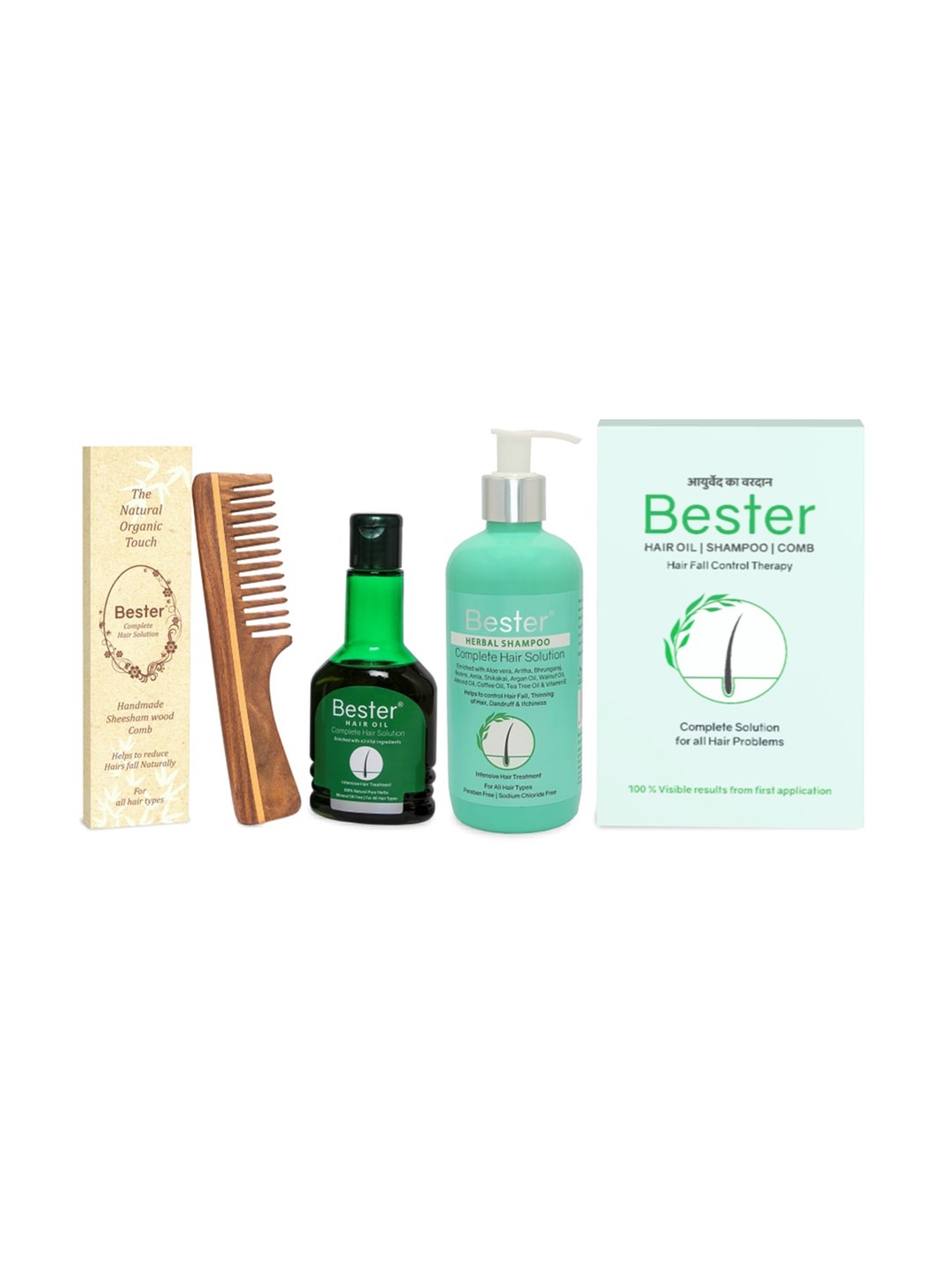

Bester Set Of 3 Hair Care Kit, Green