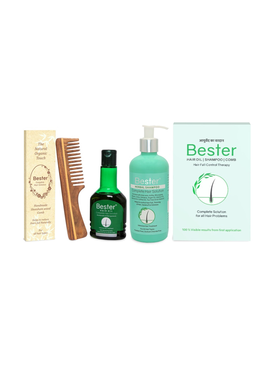 

Bester Set Of 3 Hair Care Kit, Green