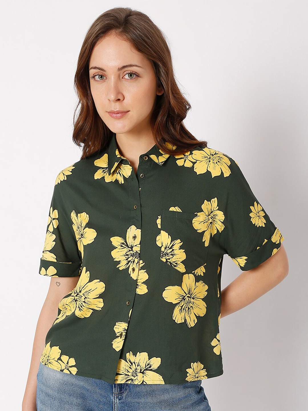 

Vero Moda Women Floral Printed Casual Shirt, Green