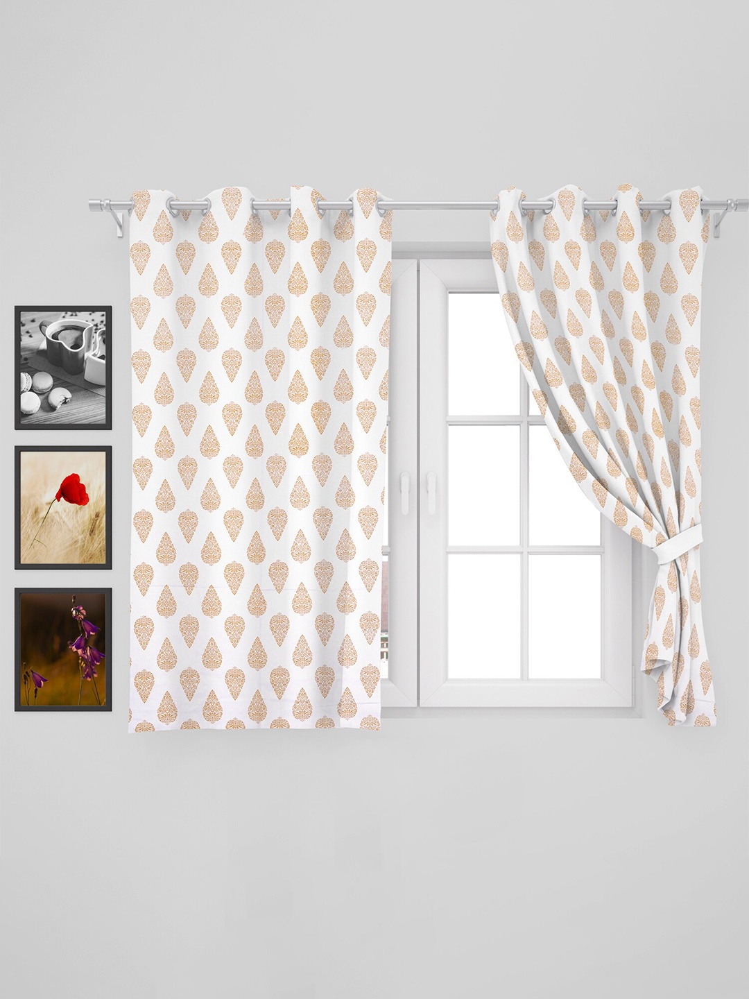 

HOMEMONDE Ethnic Motifs Cotton Window Curtain, White