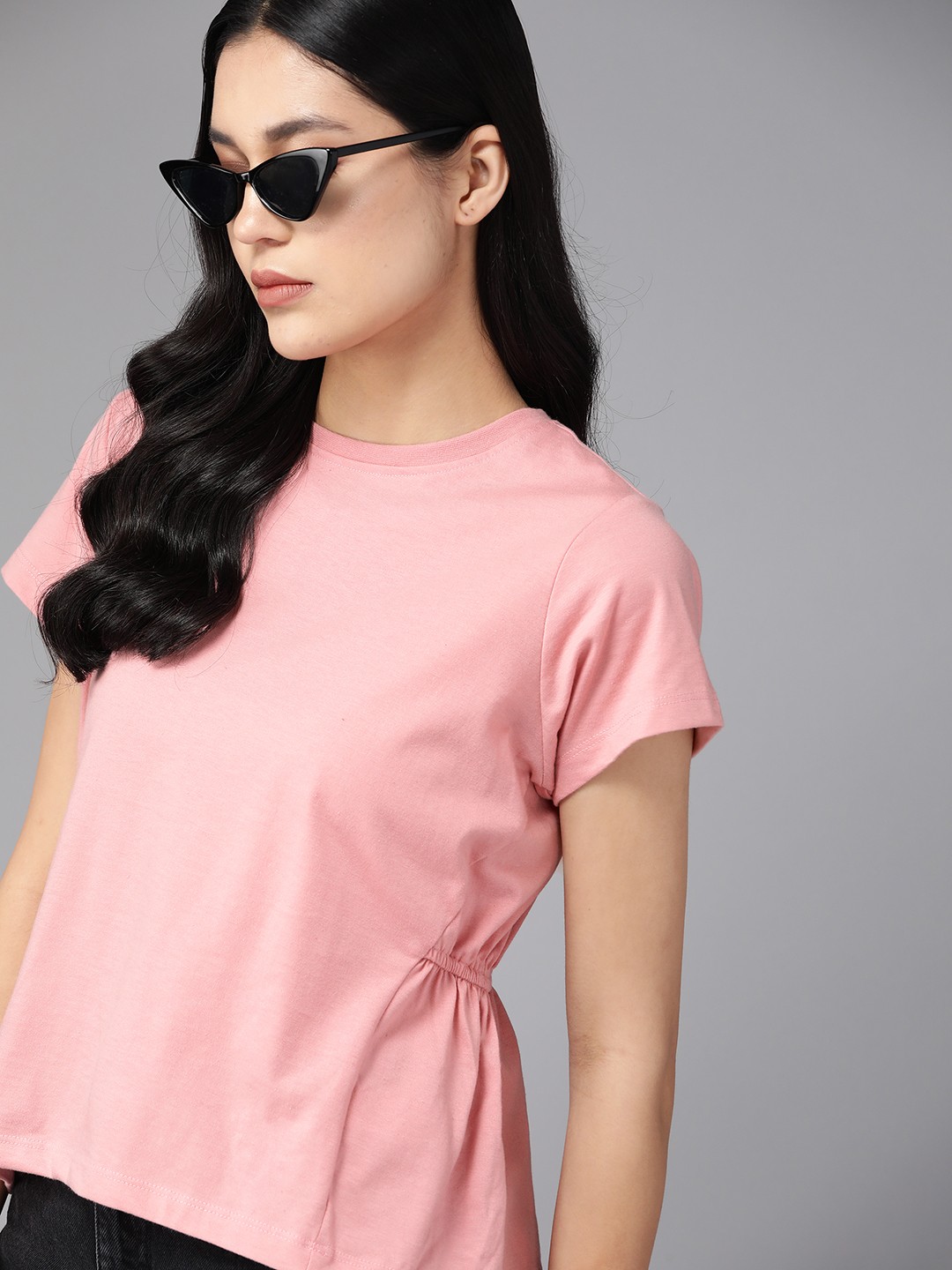 

The Roadster Lifestyle Co. Cinched Waist Top with Gathered Detail, Pink