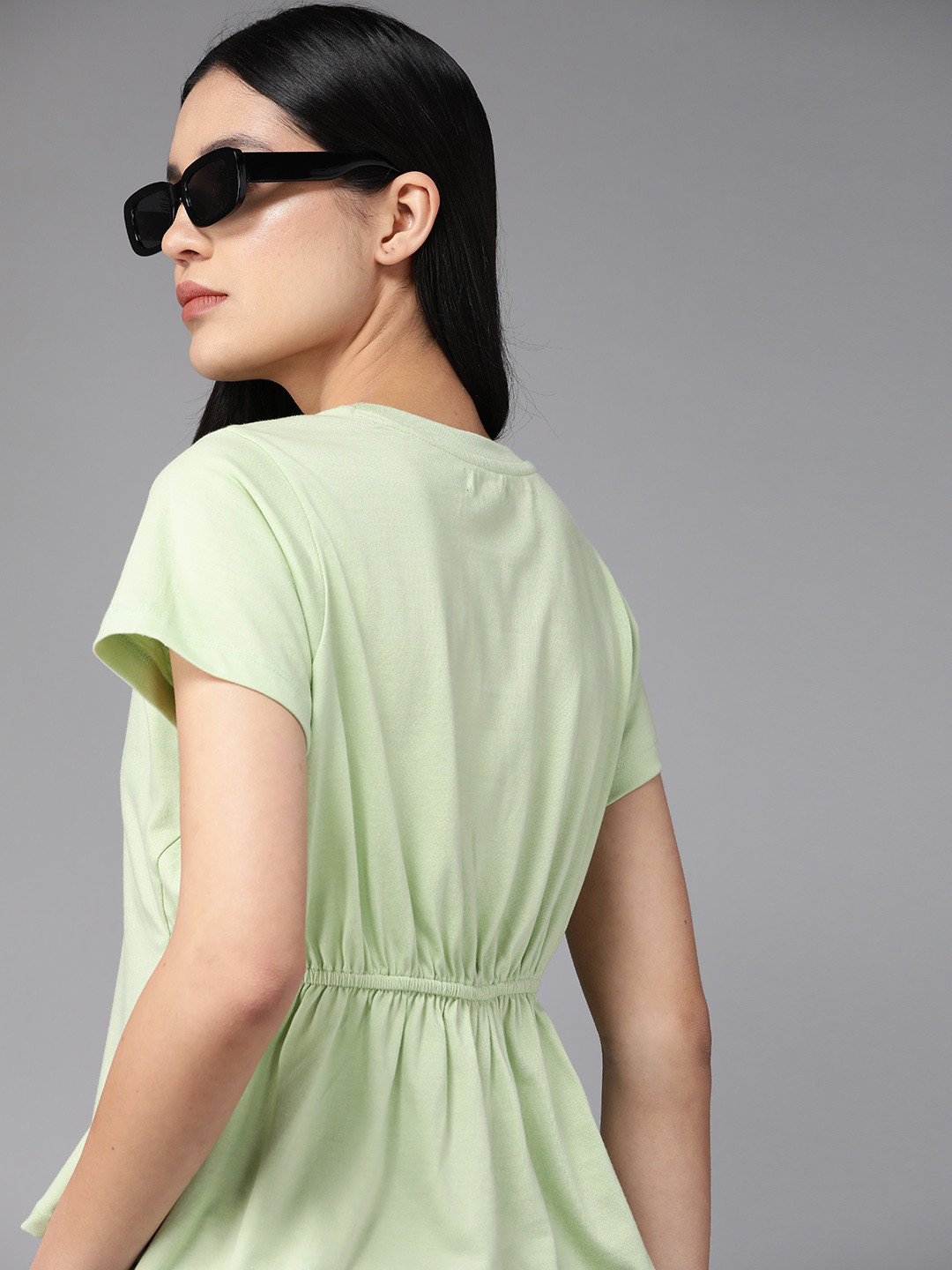 

The Roadster Lifestyle Co. Cinched Waist Top with Gathered Detail, Green