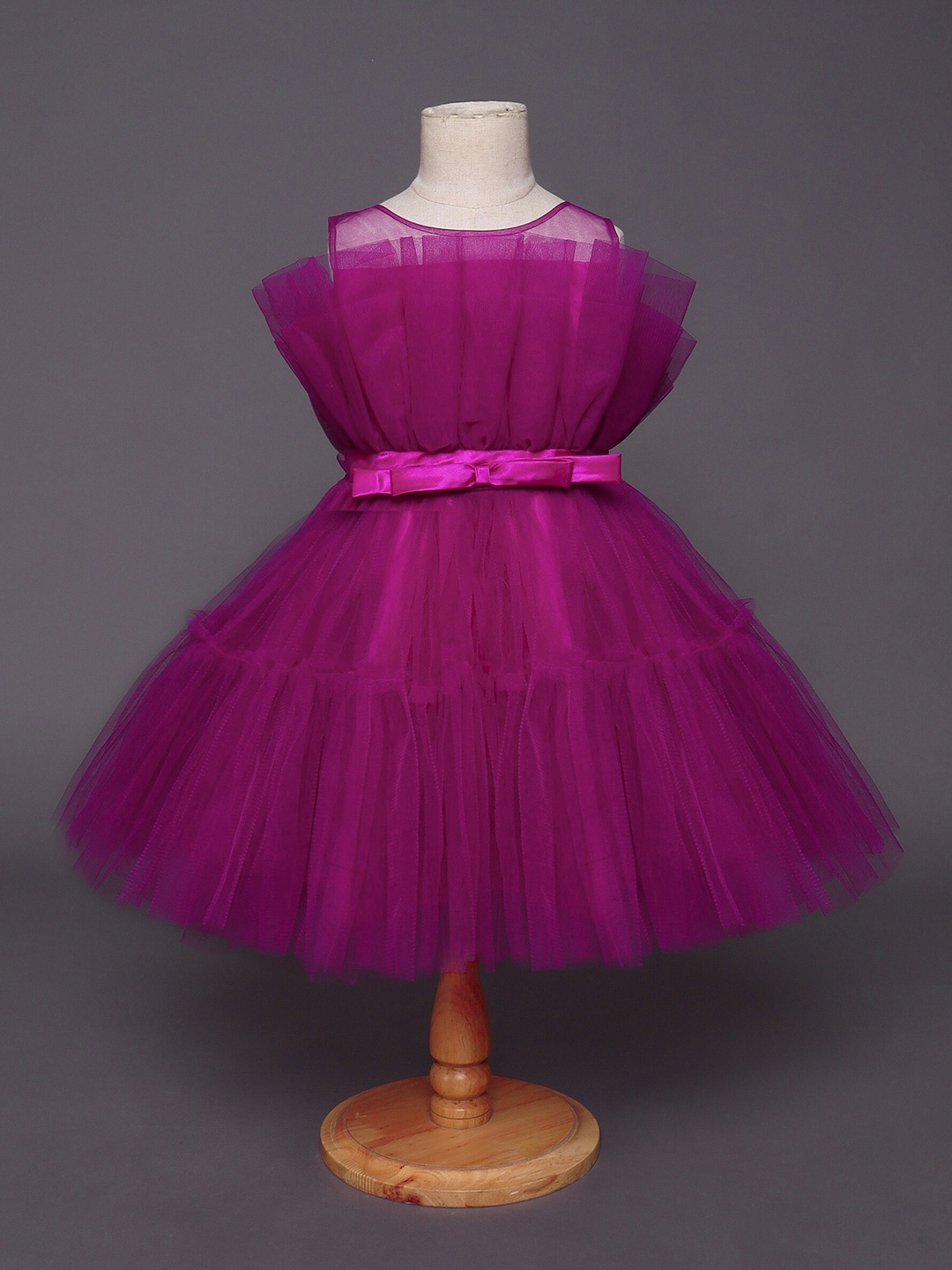 

The Magic Wand Girls Applique Net Dress, Purple