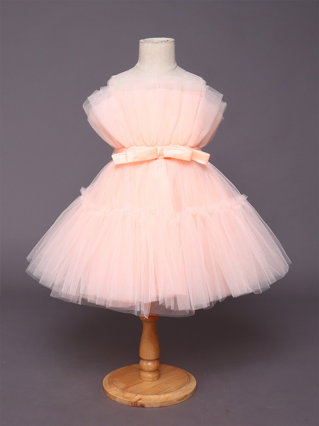 

The Magic Wand Girls Applique Net Dress, Peach