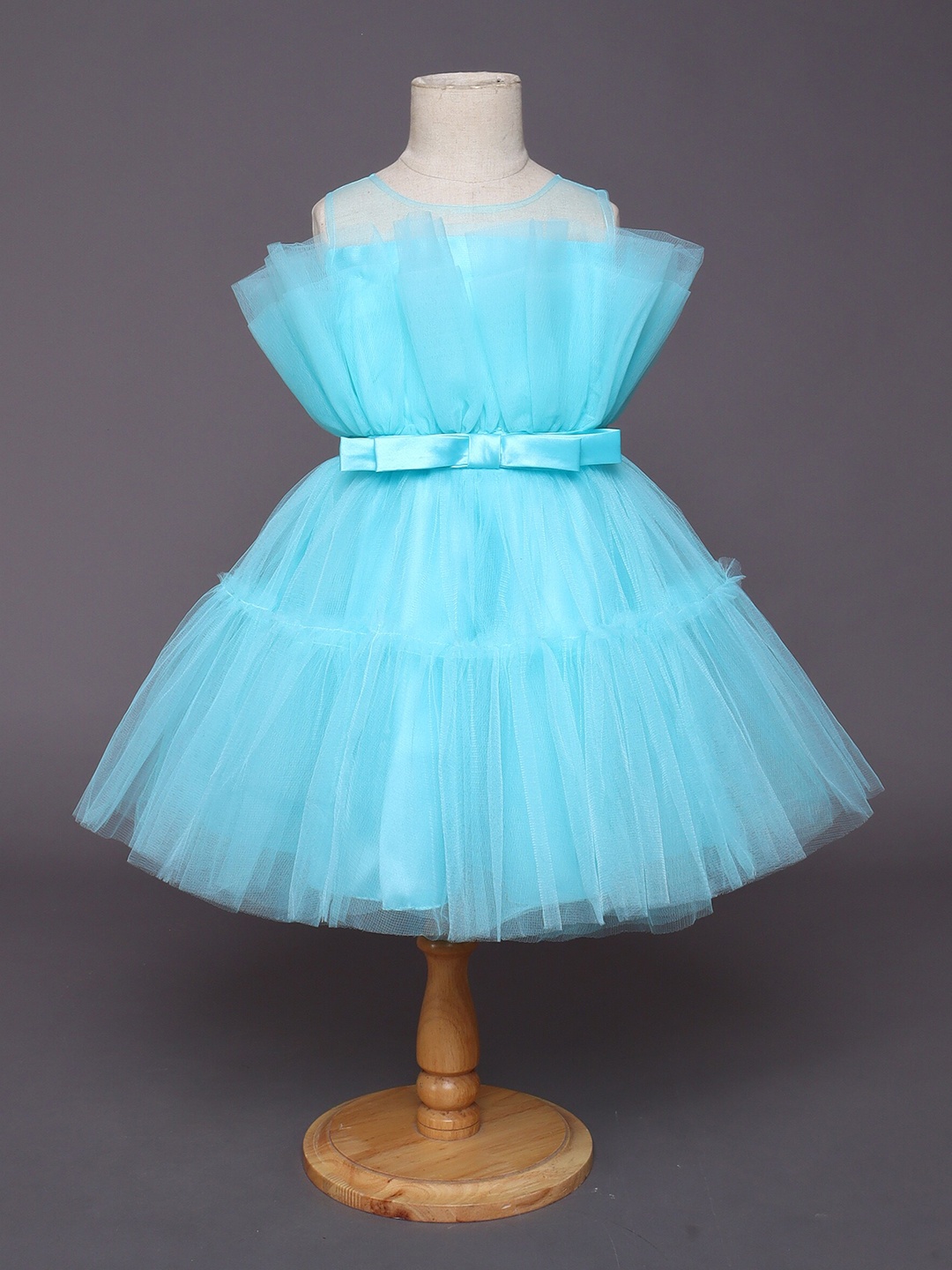 

The Magic Wand Girls Applique Net Dress, Blue