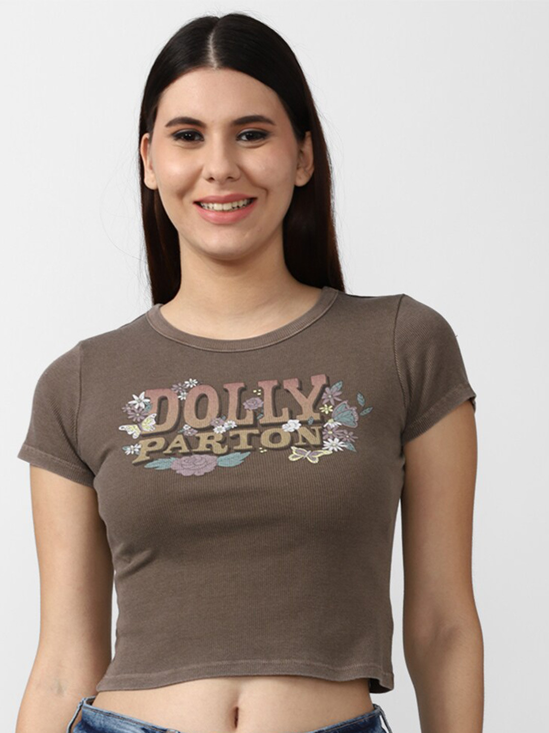 

AMERICAN EAGLE OUTFITTERS Women Typography Printed T-shirt, Brown