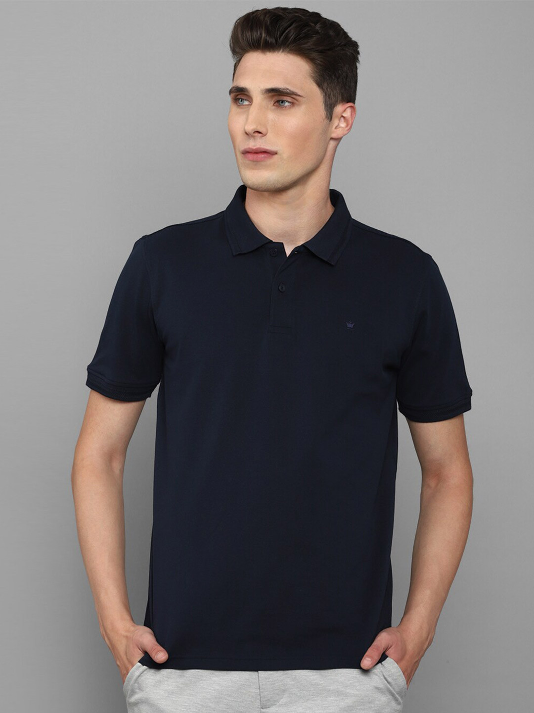 

Louis Philippe Men Polo Collar T-shirt, Navy blue