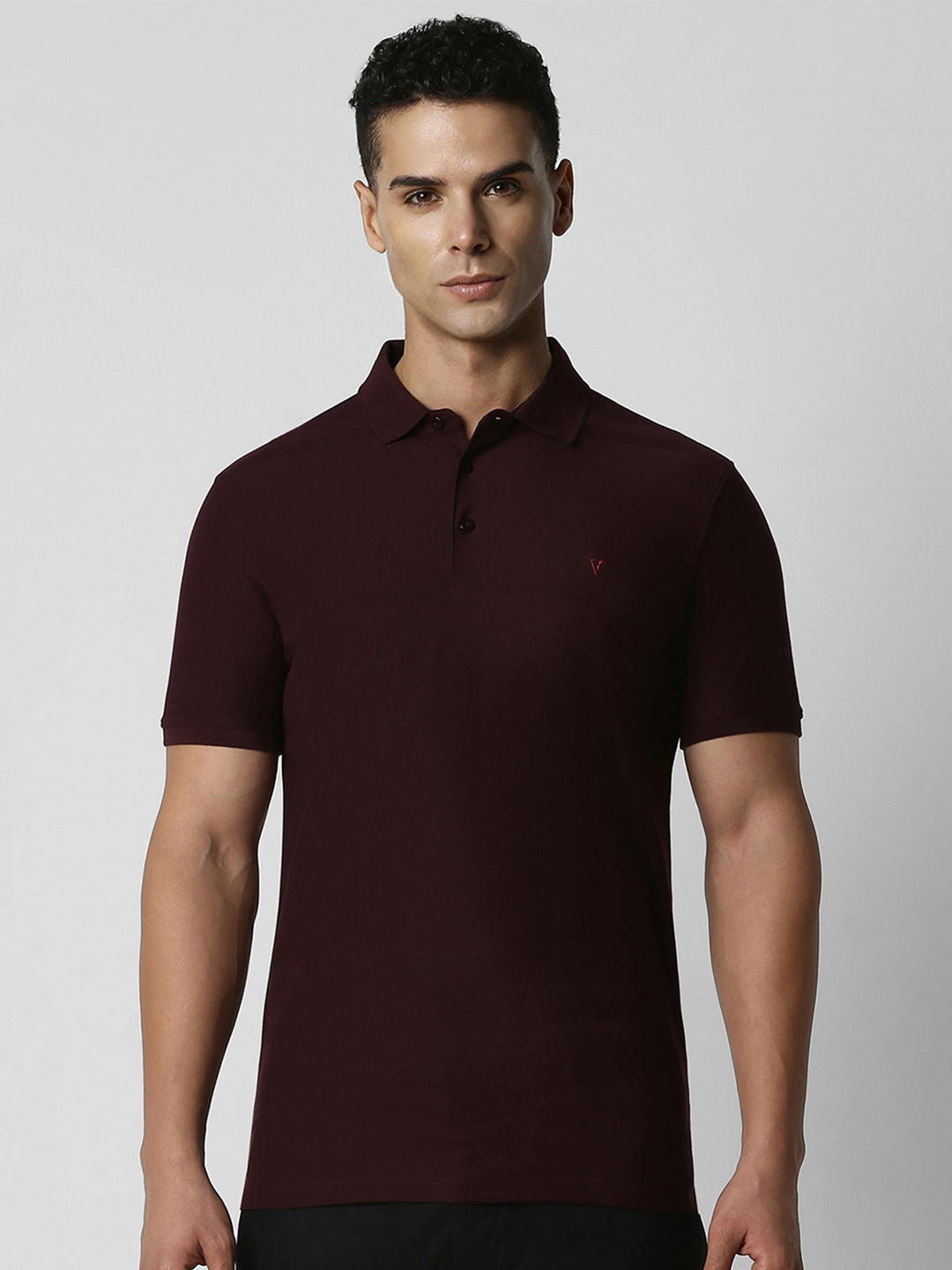 

V Dot Men Polo Collar Slim Fit T-shirt, Maroon