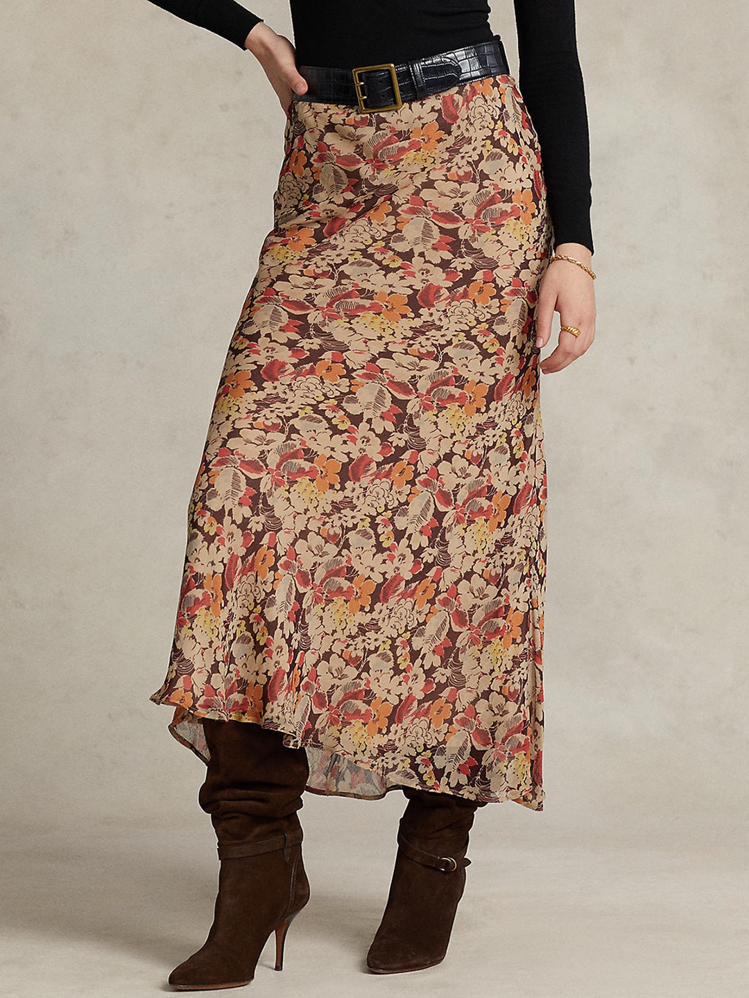 

Polo Ralph Lauren Women Floral Printed & Crinkled Maxi Skirts, Brown