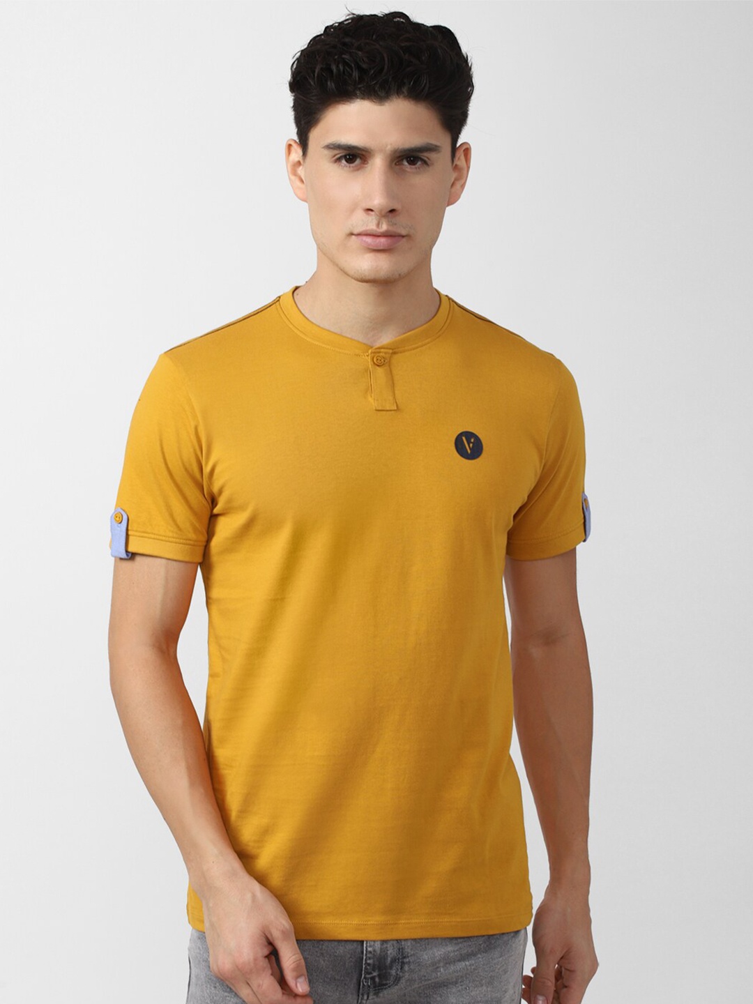 

VAN HEUSEN DENIM LABS Men Henley Neck T-shirt, Yellow