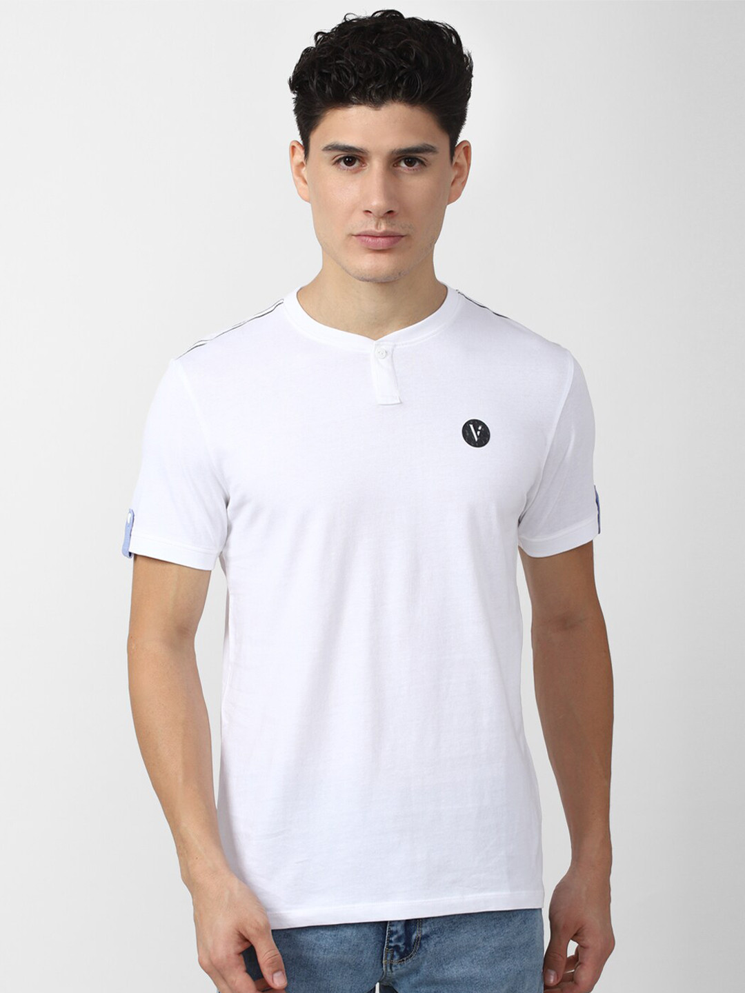 

VAN HEUSEN DENIM LABS Men Henley Neck T-shirt, White