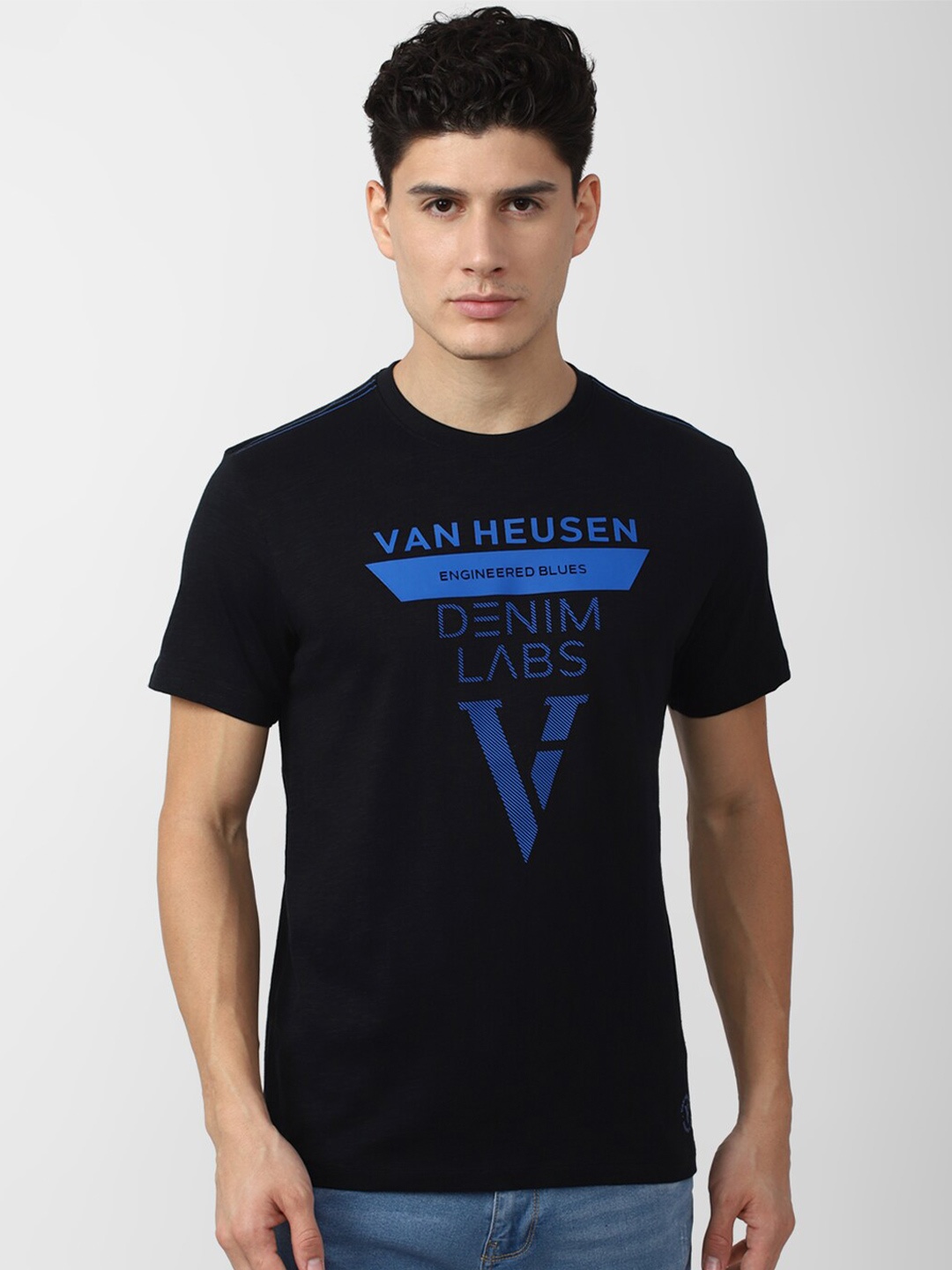 

VAN HEUSEN DENIM LABS Men Typography Printed T-shirt, Black