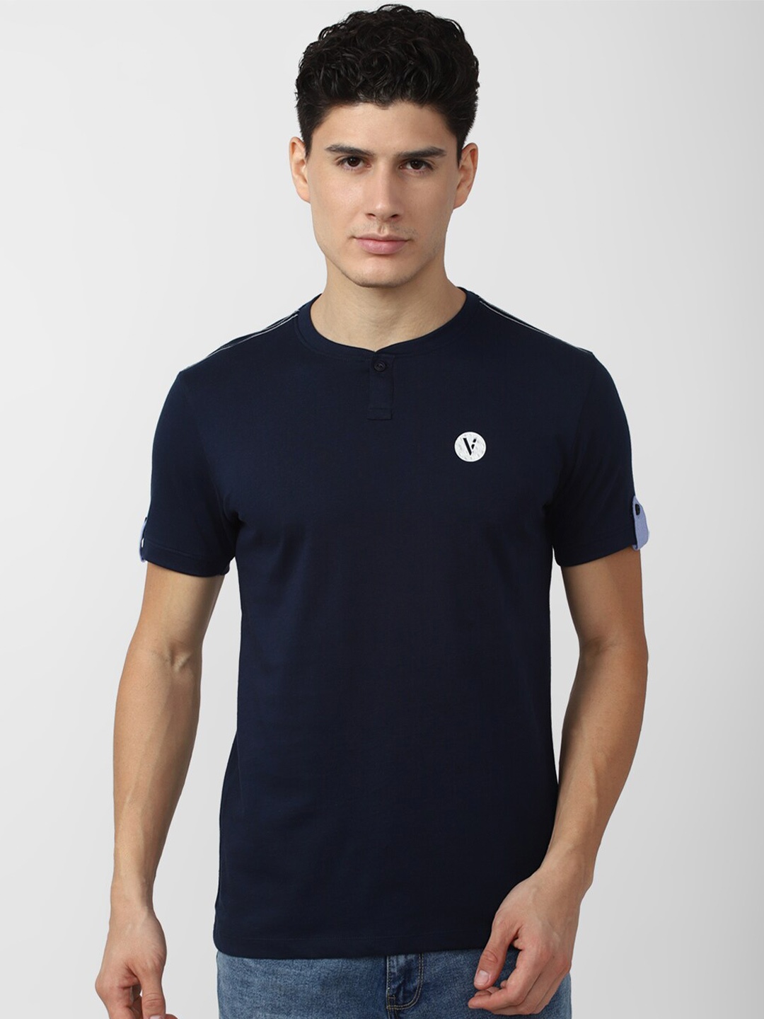 

VAN HEUSEN DENIM LABS Men Henley Neck T-shirt, Navy blue
