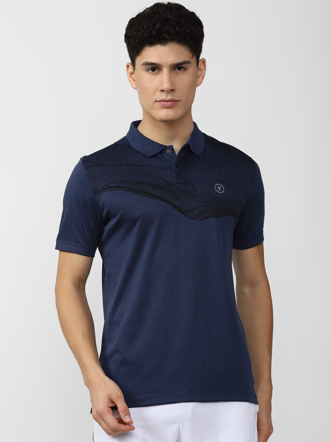

Van Heusen Flex Men Printed Polo Collar Cotton Sports T-shirt, Navy blue