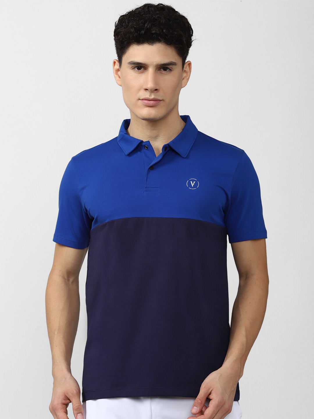 

Van Heusen Men Colourblocked Polo Collar Cotton Sports T-shirt, Navy blue
