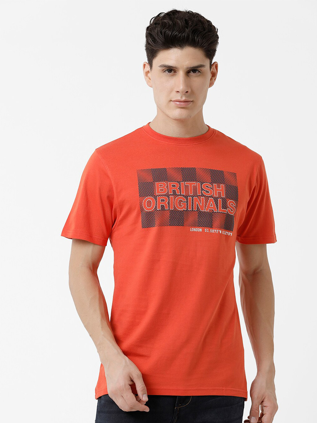 

CROYDON UK Men Typography Printed T-shirt, Rust